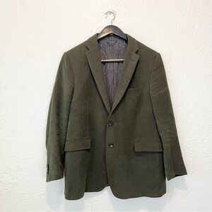 ETRO Blazer Jacket Green Herringbone Wool Tweed Silk 56IT 46 XL